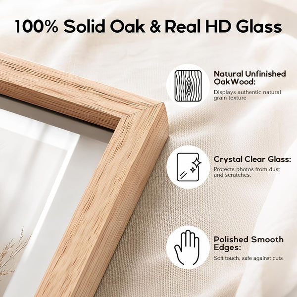 5X7 Solid Oak Wood Picture Frames, 4 Pack4