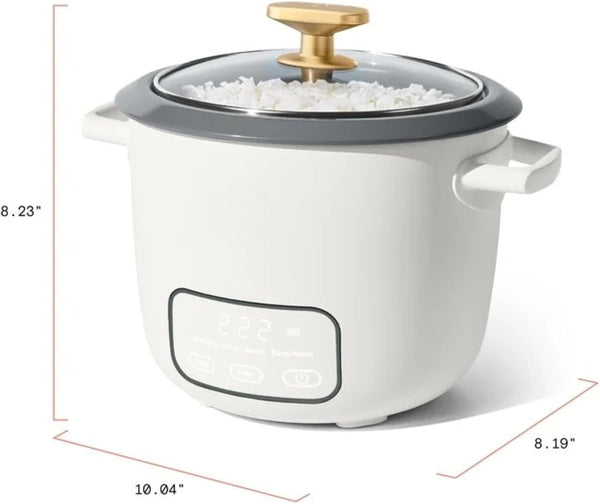 Wonderful Electric Rice Cooker 6-Cup COOKED, 3-Cup UNCOOKED, Ceramic Nonstick, Touch Display, Keep Warm 2 Hrs, 4 Presets, Glass Lid (White Icing)8