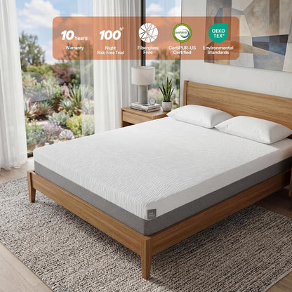 Queen Mattress 8 Inch, Queen Size Cooling Gel Memory Foam Matteress in a Box with Firm Feel for Back Pain, Motion Isolation, Pressure Relief, Fiberglass Free, Certipur-Us Certified4