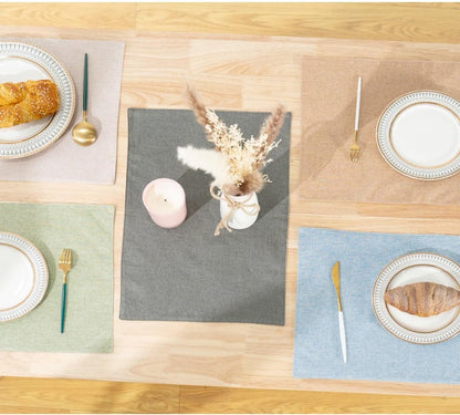 Univocolors Set of 6 Faux Linen Placemats, Heat-Resistant & Easy-To-Clean,13"X19"For Dining Table, Kitchen, Holiday Meals (Pink)9