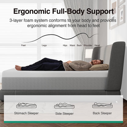 Bliss Cooling Queen Mattress, 14 Inch Gel Queen Memory Foam | Mattress in a Box with Cool-Touch Nylon Cover, Pain Relief & Spinal Support with Certipur-Us Certified Foam4