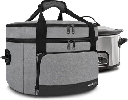 2 Layer Slow Cooker Carrier, Compatible with 6, 7, 8 Quart Crockpot | Insulated Large Slow Cooker Travel Bag with Bottom Pad Lid Fasten Straps, for Family Gathering Potluck, Gift for Women8