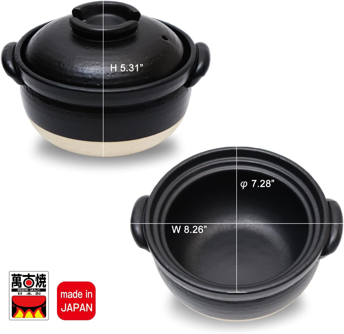 donabe-clay-rice-cooker-pot-casserole-japanese-style-made-in-japan-for-1-to-2-cups-with-double-lids-microwave-safe
