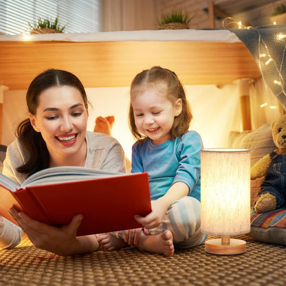 9" Small Table Lamp for Bedroom - Inline Control with 3000K Blub | Cream Shade and Wood Base | 680 Lumens | Easy Assembly | Minimalist Design | E26 | for Kitchen | for Kids Room5