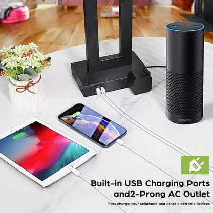 22" Table Lamp Set of 2, Modern Nightstand Lamp with 2 USB Ports5