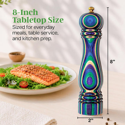 Baltique Mumbai Wooden Pepper Grinder, Colorful 8-Inch Pepper Mill7