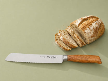 8” Double Serrated Bread Knife – Swedish Steel, Olive Wood2
