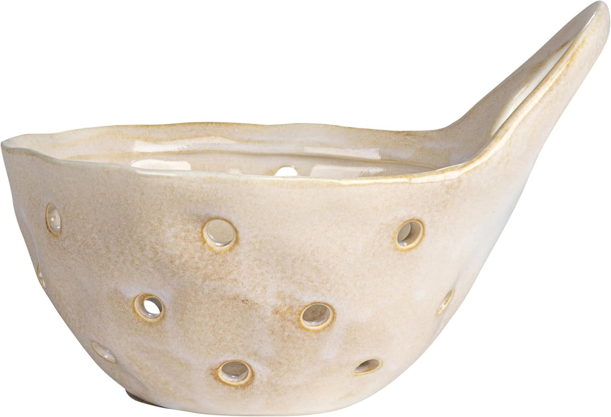 creative-co-op-2-piece-stoneware-colanders-with-handles-reactive-cream-glaze