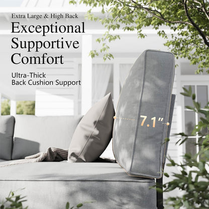6-Seat Metal Patio Sofa Sectional Set with Gray Cushions6