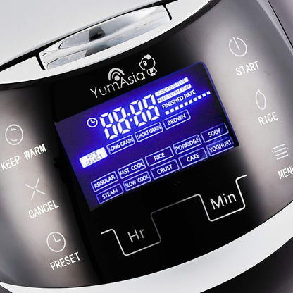 Sakura Rice Cooker with Ceramic Bowl and Advanced Fuzzy Logic (8 Cup, 1.5 Litre) 6 Rice Cook Functions, 6 Multicook Functions, Motouch LED Display, 120V Power (Black and Silver)13