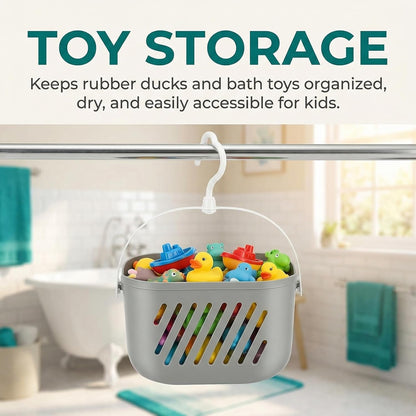 Hanging Shower Caddy Plastic Hanging Shower Caddy Basket Portable Kitchen Organizer Storage Basket with Hook for Home Grey6