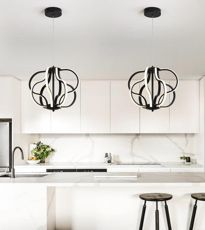 Modern Black LED Chandelier Ceiling Light Fixture, 8 Lights Hanging Pendant Lights for Dining Room Foyer Entryway Kitchen Living Room.2
