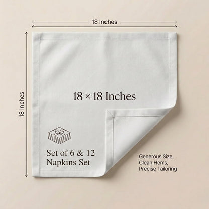 Cloth Napkins Set of 6 18X18 Inch 100% Cotton Dinner Napkin Washable Hotel Quality Reusable Kitchen & Table Linen for Fall Thanksgiving Family Dinners Weddings & Everyday Use - White6