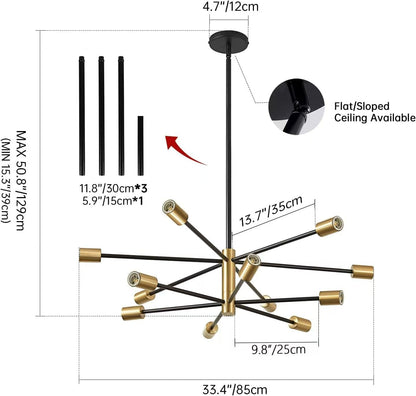 12-Light Height Adjustable Sputnik Chandelier8