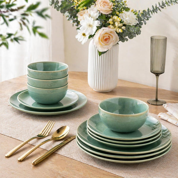 Dinnerware Sets for 4, 12 Pieces Ceramic Plates and Bowls Set3