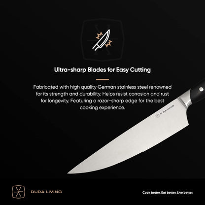 2-Piece Kitchen Knife Set – Ultra Sharp Precision German Stainless Steel Blades, 5” Utility & 3.5” Paring Knife with Ergonomic Handles, Multipurpose for Slicing & Peeling, Black Handle6