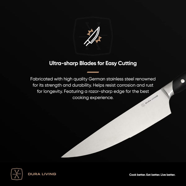 2-Piece Kitchen Knife Set – Ultra Sharp Precision German Stainless Steel Blades, 5” Utility & 3.5” Paring Knife with Ergonomic Handles, Multipurpose for Slicing & Peeling, Black Handle6