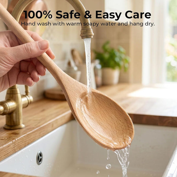 Wooden Spoons for Cooking, 12 Inch Long Handle Mixing Spoons, 3 PCS6