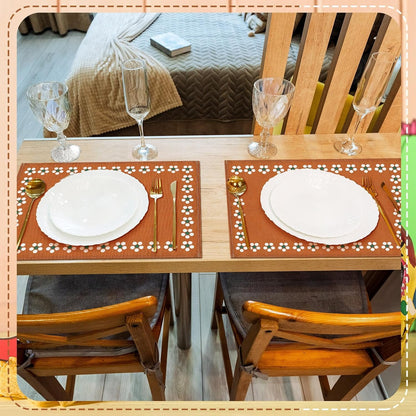 Mexican Placemats Set of 6 Cinco De Mayo Decorations Table Mats 12X18 Inch Rustic Mexican Fiesta Cloth Place Mats Heat Resistant for Dining Table Kitchen Wedding Party(Classic)5