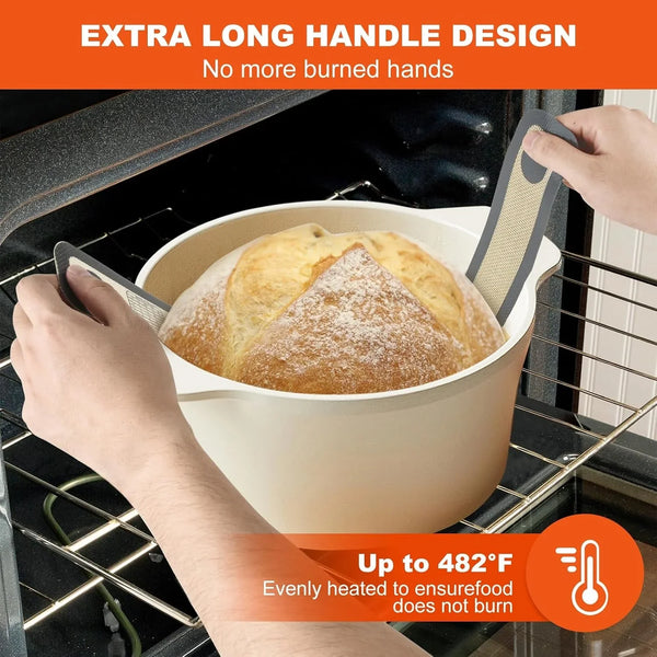 Silicone Bread Sling for Dutch Oven Liners, Non Stick 2 PCS, Easy Clean Reusable Silicone Bread Baking Mat with Long Handles, Easy to Transfer Sourdough Bread, Round6