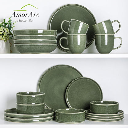 Stoneware Dinnerware Sets for 4,12 Piece Plates and Bowls Sets7