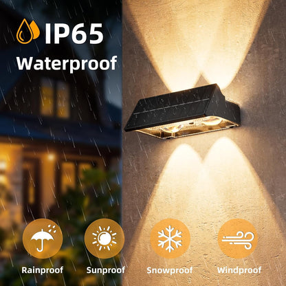 Solar Fence Lights Outdoor, 12 Pack up and down Waterproof Solar Wall Lights, Warm & Cool White + RGB, Fence Lights with Lens, Dusk to Dawn Lighting for Patio, Backyard, Pool, Railing (Black)7