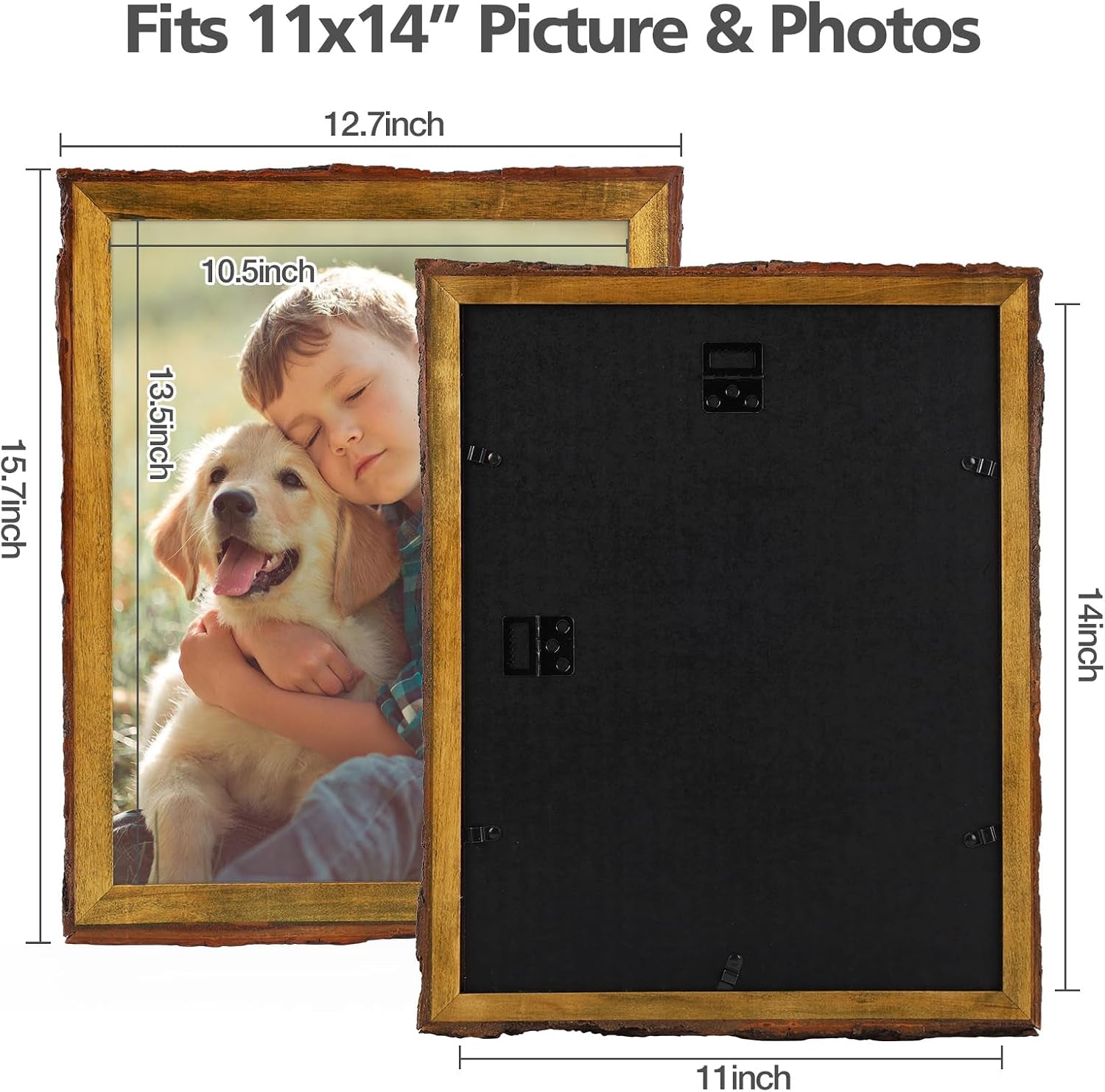 11x14-picture-frame-rustic-brown-wood-bark-edge-real-glass