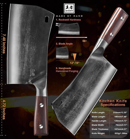 7.5″ Cleaver Knife, Chef’S Knives – Hand Forged, German High Carbon Stainless Steel Butcher Knife with Full Tang Handle for Home Kitchen & Restaurant4