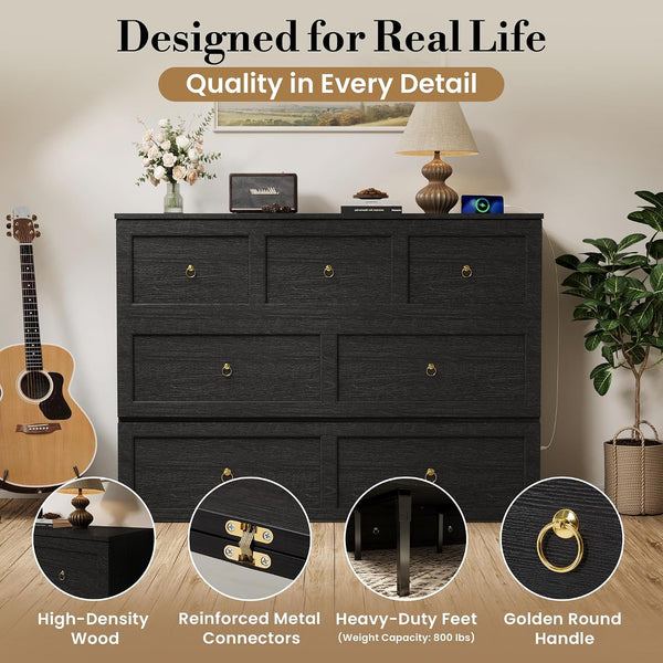 Queen Murphy Bed with Hidden Storage, Farmhouse Cabinet Bed with Storage Drawer, RGB LED Lights & Charging Station, Space-Saving Wall Bed with 6 Metal Legs, Black9