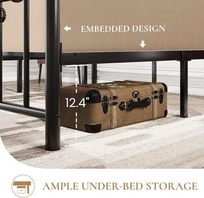 14" King Size Metal Platform Bed Frame/Victorian Headboard and Footboard/Steel Slats Mattress Foundation for Storage/No Box Spring Needed/Noise Free/Black5