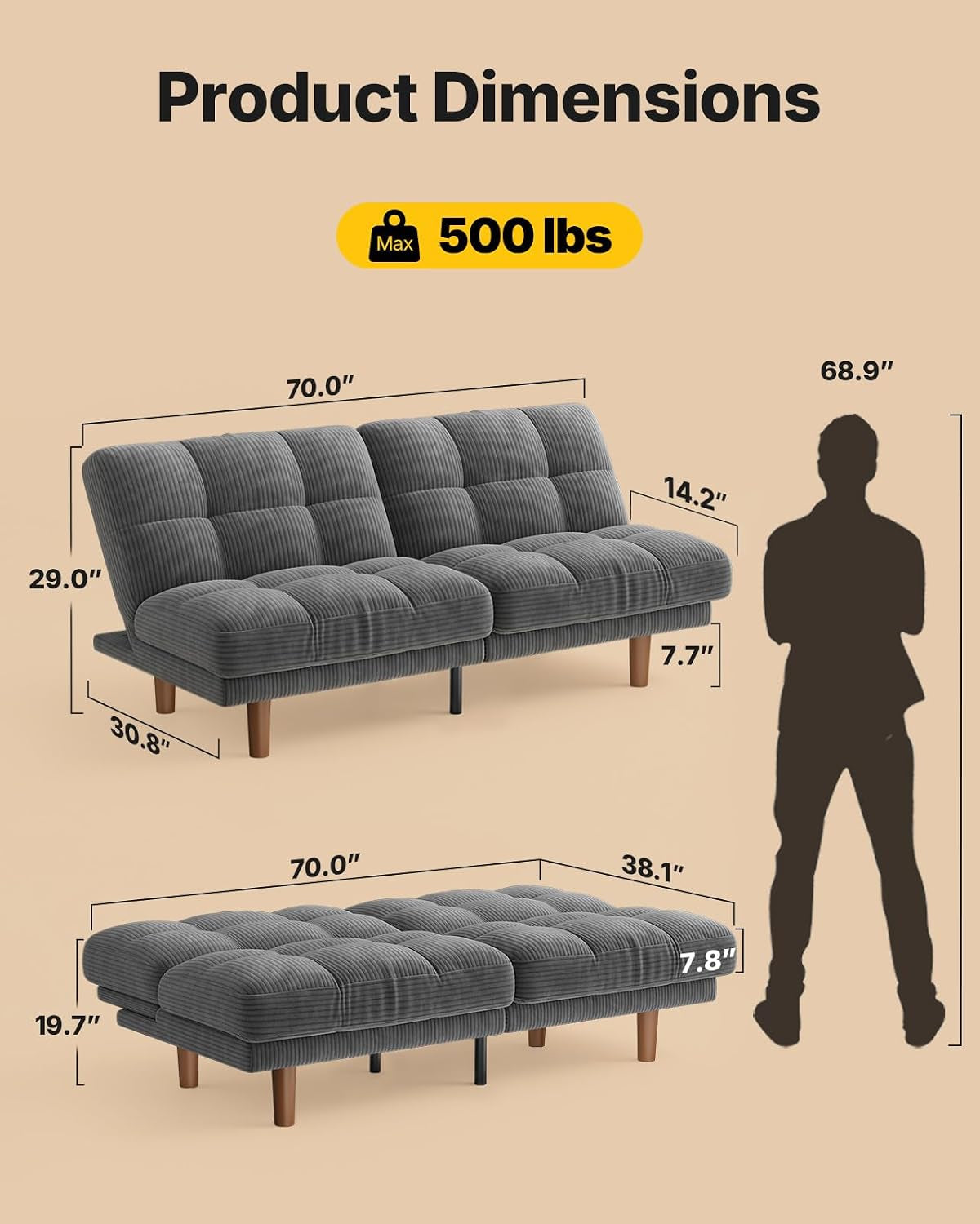 amada-70-inch-convertible-futon-sofa-bed-with-adjustable-backrest-gray