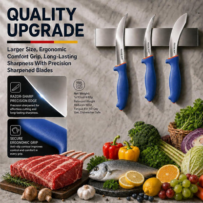 3-Piece Butcher Knife Set, Meat Processing Knives | Stainless Steel, for Meat Processing and Everyday Kitchen Prep3