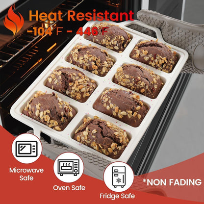 Mini Loaf Pan, Metal Reinforced Silicone Mini Bread Loaf Pan Nonstick Cornbread Pan 8 Cavities Silicone Molds for Baking Bread, Loaf, Meatloaf, Brownie, Butter6