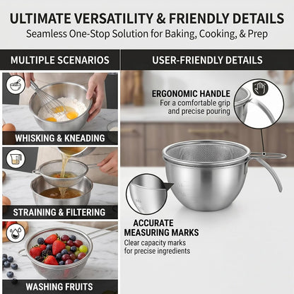 7.9 X 5.9 X 3.5 Inch Berry Washing Bowl - Mixing Bowl with Spout, Fine Mesh Mini Colander - Stainless Steel4