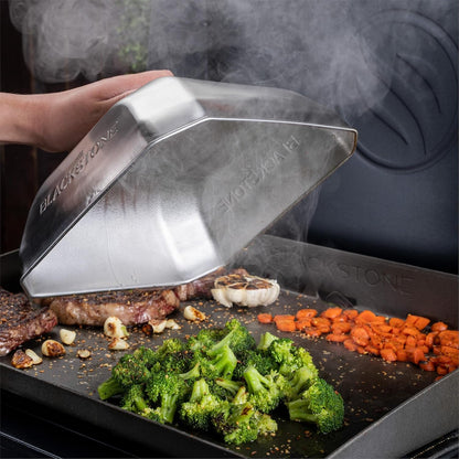 Blackstone® Stainless Steel Basting Cover, Medium, Square | Blackstone® 5555 Durable Heat-Resistant Handle, Dishwasher Safe for Steaming Veggies, Melting Cheese & More4