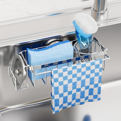 4-In-1 Sink Caddy for Kitchen Sink with Strong Suction Cup-Silver1