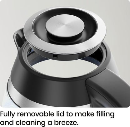Electric Kettle, 1.8L 1500W, Hot Water Boiler, Removable Lid for Easy Cleaning, Auto Shut Off, Boil-Dry Protection, Stainless Steel Filter, BPA Free, Borosilicate Glass Electric Tea Kettle5