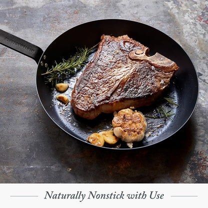 12" Pre-Seasoned Carbon Steel Frying Pan Skillet | Natural Nonstick with Use, Induction & All Stovetop Suitable, Grill & Campfire Safe, Even Heating, Indoor/Outdoor Use7