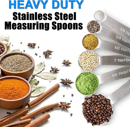 Measuring Spoons, Premium Heavy Duty Stainless Steel Measuring Spoons Cups Set, Small Tablespoon with Metric and US Measurements, Set of 6 for Measuring Dry and Liquid Ingredients2