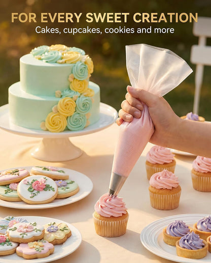 100 Pcs 12 Inch Piping Bags Disposable, Thickened Anti-Burst Pastry Bags for Thick Icing, Non-Slip Cake Decorating Bags for Cookies, Cupcakes and Royal Icing - Food Grade & BPA Free5