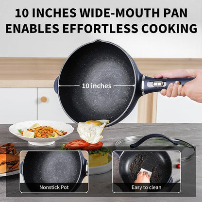 3-Quart Electric Hot Pot & Wok Nonstick with Steamer | Electric Skillet 1200W for Dorm, Home, Gifts (Includes Silicone Spatula) Multi-Cooker6