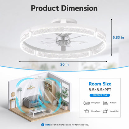 20" Ceiling Fans with Lights and Remote, Low Profile Fandelier2