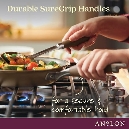 Advanced Home Hard-Anodized Non Stick Frying Pans Set | Durable Nonstick Frying Pan Set 10" & 12", Suregrip Handle, Easy to Clean, Dishwasher & Oven Safe (Bronze)3