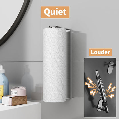 Paper Towel Holder under Cabinet, Wall Mount, Adhesive or Drilling, Silver4