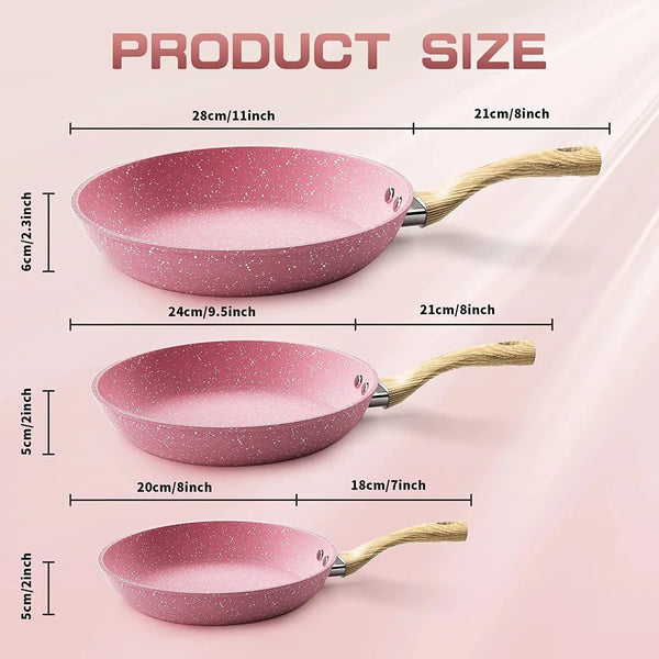 8-Inch Pink Nonstick Frying Pan Small Egg Pan Skillet | Even Heating All Stove Compatible, PFOA PFOS Free, Granite Stone Cookware Skillet, Healthy and Non Toxic6