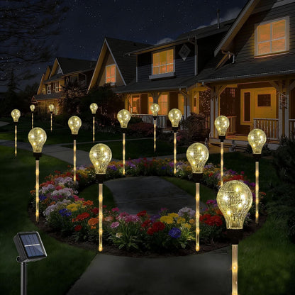Solar Lights Outdoor Garden Decorative Waterproof 6 Pack Bulb Lights outside Solar Pathway Lights for Garden Home Christmas Landscape Path Yard Lawn Driveway Flowerbed Decor - Warm White1