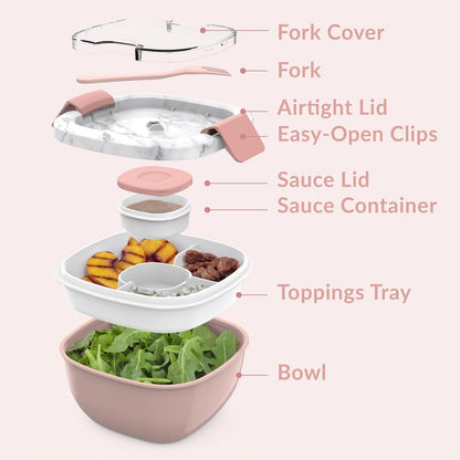 Bentgo Salad Container, Lunch Bowl with 4-Compartment Toppings Tray, 54 Oz6