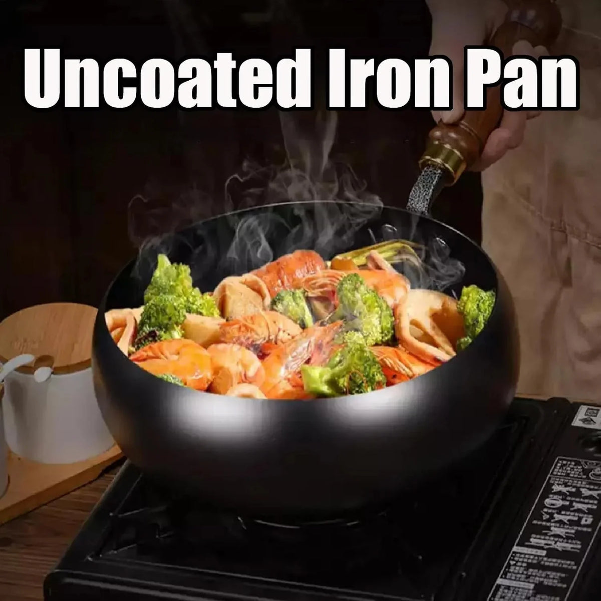 2026-new-japanese-cast-iron-cookware-japanese-cast-iron-pot-hand-forged-non-stick-uncoated-iron-pan-wok-with-lid-woks-stir-fry-pans-for-gas-and-induction-stoves-hammer-11in
