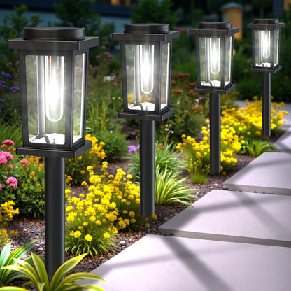 Solar Pathway Lights Outdoor, 12 Pack Solar Powered Garden Lights Waterproof, Auto On/Off Outdoor Landscape Lights for Patio, Walkway, Driveway, Lawn, Pool Decor. (Cold White)1