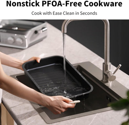 N21NA Pro Slow Cooker 10 Quart, 8-In-1 Programmable Pfoa-Free Ceramic Coated Multi-Cooker with Grill Pan, Steaming Plate (Includes Silicone Spoon & Tongs)9